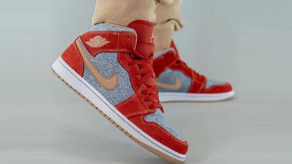 Nike Air Jordan 1 Mid Tops Kengät Naisille Punainen Harmaa