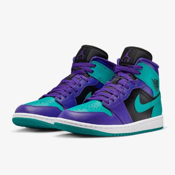Nike Air Jordan 1 Mid Tops Kengät Naisille Purppura Musta Valkoinen