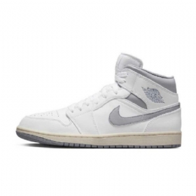 Nike Air Jordan 1 Mid Tops Kengät Naisille Valkoinen Harmaa