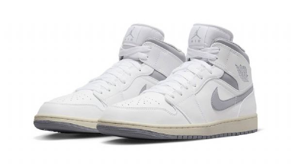 Nike Air Jordan 1 Mid Tops Kengät Naisille Valkoinen Harmaa