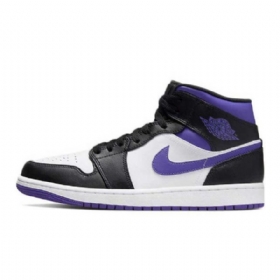 Nike Air Jordan 1 Mid Tops Kengät Naisille Valkoinen Musta Purppura