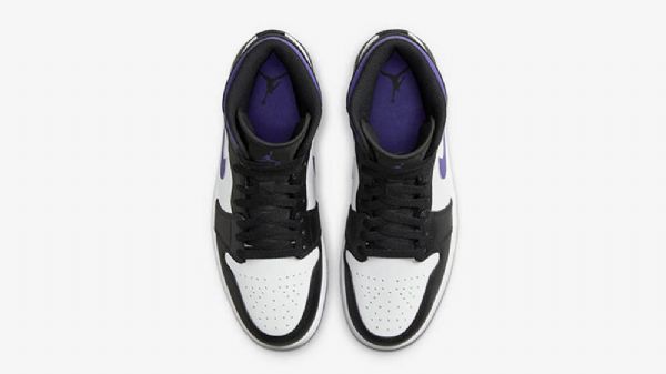 Nike Air Jordan 1 Mid Tops Kengät Naisille Valkoinen Musta Purppura