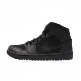 Nike Air Jordan 1 Mid Tops Kolminkertaiset Miesten Kengät Musta