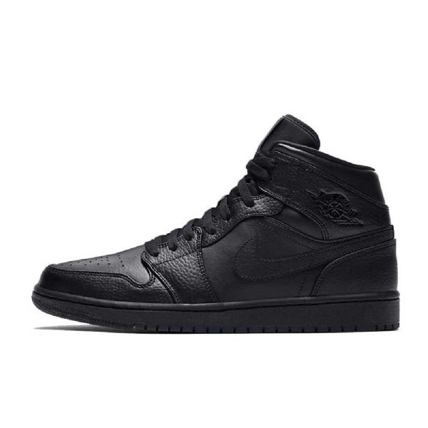 Nike Air Jordan 1 Mid Tops Kolminkertaiset Miesten Kengät Musta