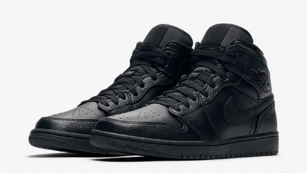 Nike Air Jordan 1 Mid Tops Kolminkertaiset Miesten Kengät Musta