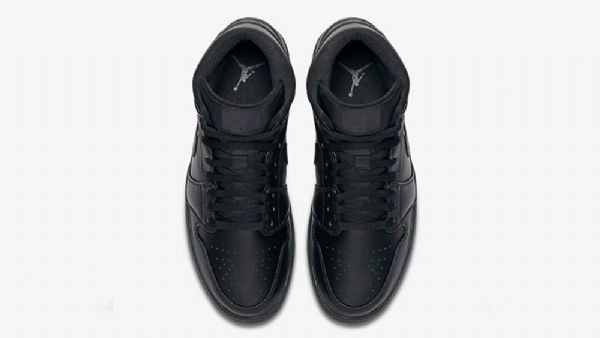 Nike Air Jordan 1 Mid Tops Kolminkertaiset Miesten Kengät Musta