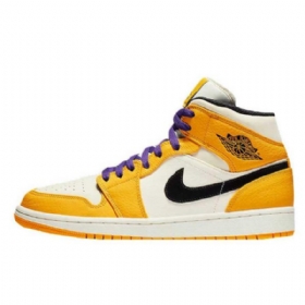 Nike Air Jordan 1 Mid Tops Lakers Kengät Miehille Keltainen