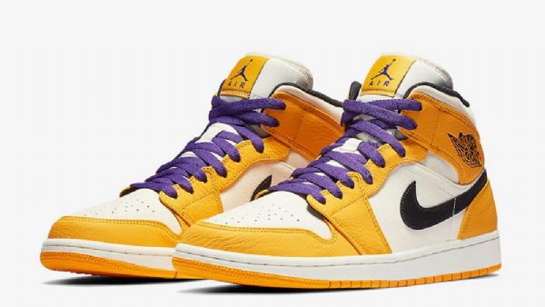 Nike Air Jordan 1 Mid Tops Lakers Kengät Miehille Keltainen