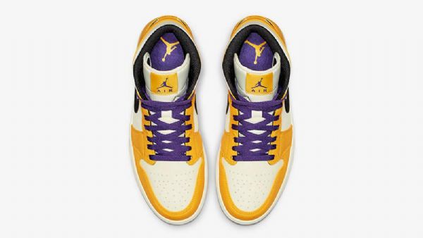 Nike Air Jordan 1 Mid Tops Lakers Kengät Miehille Keltainen