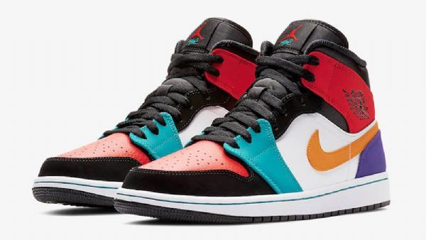 Nike Air Jordan 1 Mid Tops Leveät Kengät Miehille Monivärinen