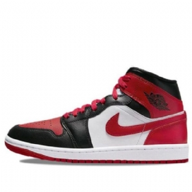 Nike Air Jordan 1 Mid Tops Leveävarvas Retro Koripallokengät Naisille Musta Punainen