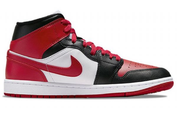 Nike Air Jordan 1 Mid Tops Leveävarvas Retro Koripallokengät Naisille Musta Punainen