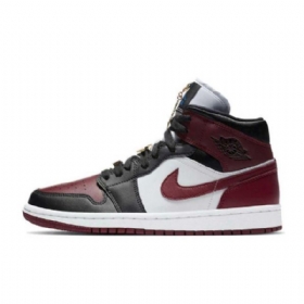 Nike Air Jordan 1 Mid Tops Maroon Kengät Naisille Burgundy Musta