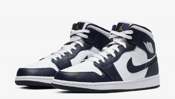 Nike Air Jordan 1 Mid Tops Obsidian Kengät Miehille Valkoinen