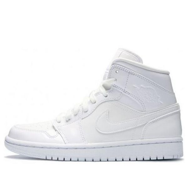 Nike Air Jordan 1 Mid Tops Patentti Retro Koripallokengät Naisille Valkoinen