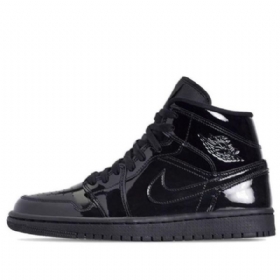 Nike Air Jordan 1 Mid Tops Patentti Se Retro Koripallokengät Naisille Musta