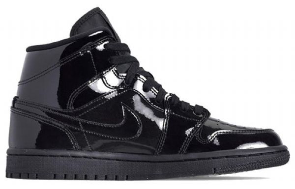 Nike Air Jordan 1 Mid Tops Patentti Se Retro Koripallokengät Naisille Musta