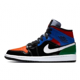 Nike Air Jordan 1 Mid Tops Patenttikengät Miehille Moniväriset