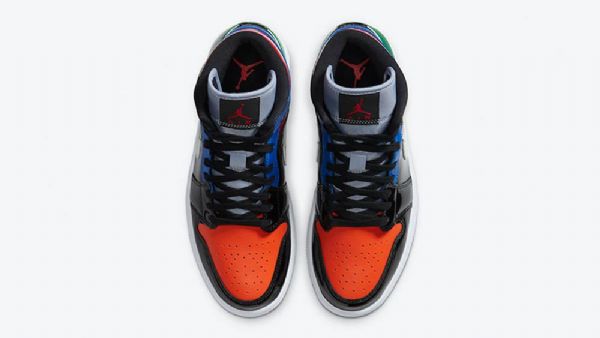 Nike Air Jordan 1 Mid Tops Patenttikengät Miehille Moniväriset