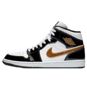 Nike Air Jordan 1 Mid Tops Patenttikengät Miehille Mustavalkokulta