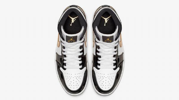 Nike Air Jordan 1 Mid Tops Patenttikengät Miehille Mustavalkokulta