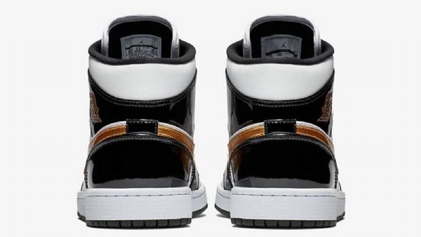 Nike Air Jordan 1 Mid Tops Patenttikengät Miehille Mustavalkokulta