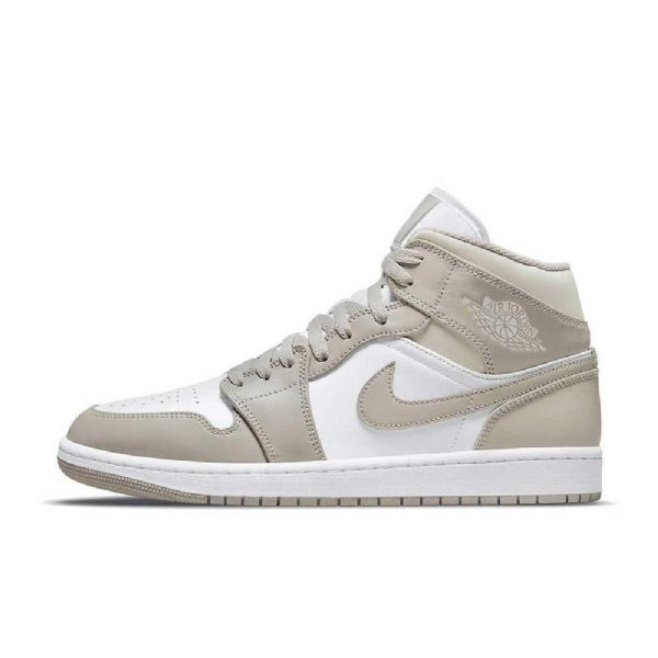 Nike Air Jordan 1 Mid Tops Pellavakengät Miehille Oliivinvihreä Valkoinen