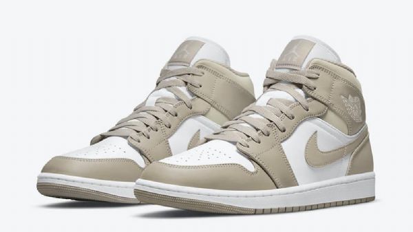Nike Air Jordan 1 Mid Tops Pellavakengät Miehille Oliivinvihreä Valkoinen