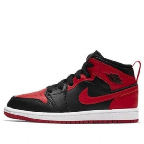 Nike Air Jordan 1 Mid Tops Ps Retro Koripallokengät Miehille Musta Punainen