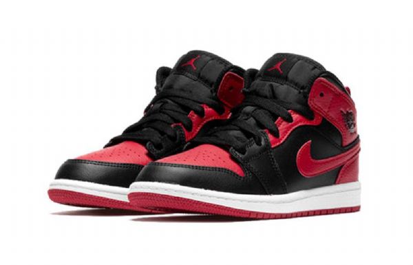 Nike Air Jordan 1 Mid Tops Ps Retro Koripallokengät Miehille Musta Punainen