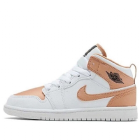 Nike Air Jordan 1 Mid Tops Ps Retro Koripallokengät Miehille Valkoinen Pinkki Kulta