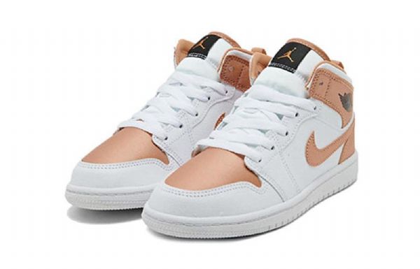 Nike Air Jordan 1 Mid Tops Ps Retro Koripallokengät Miehille Valkoinen Pinkki Kulta