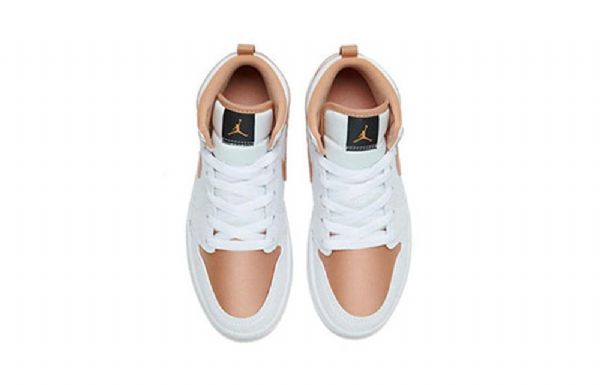 Nike Air Jordan 1 Mid Tops Ps Retro Koripallokengät Miehille Valkoinen Pinkki Kulta