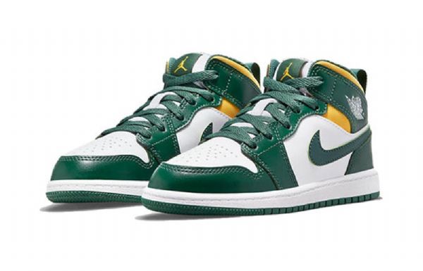 Nike Air Jordan 1 Mid Tops Ps Retro Koripallokengät Miehille Vihreä Musta