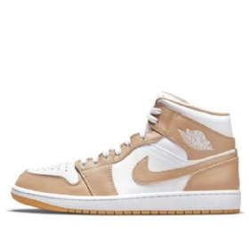 Nike Air Jordan 1 Mid Tops Retro Koripallokengät Miehille Khaki Valkoinen