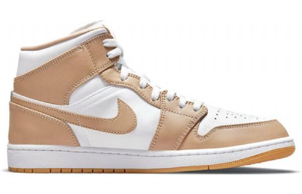 Nike Air Jordan 1 Mid Tops Retro Koripallokengät Miehille Khaki Valkoinen