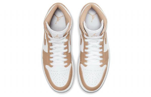 Nike Air Jordan 1 Mid Tops Retro Koripallokengät Miehille Khaki Valkoinen