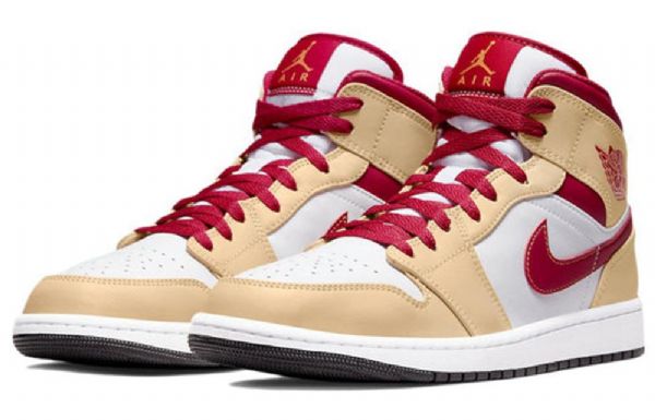 Nike Air Jordan 1 Mid Tops Retro Koripallokengät Miehille Kirkkaanpunainen