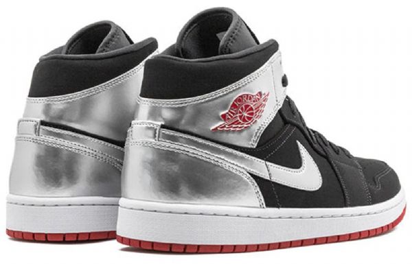 Nike Air Jordan 1 Mid Tops Retro Koripallokengät Miehille Musta Hopea