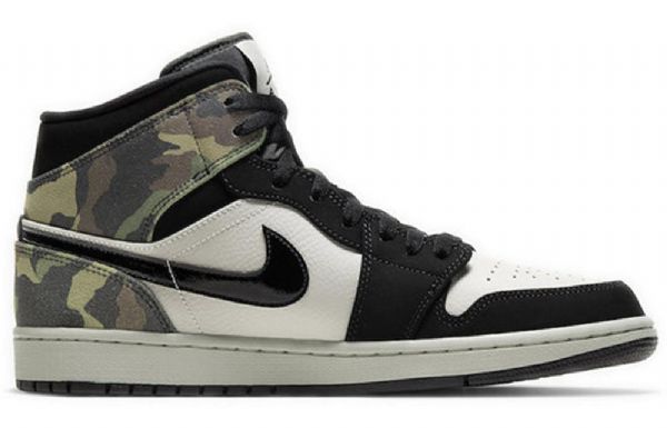 Nike Air Jordan 1 Mid Tops Retro Koripallokengät Miehille Musta Naamiointi