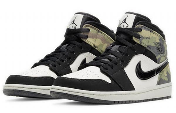 Nike Air Jordan 1 Mid Tops Retro Koripallokengät Miehille Musta Naamiointi