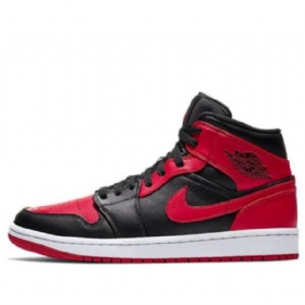 Nike Air Jordan 1 Mid Tops Retro Koripallokengät Miehille Musta Punainen