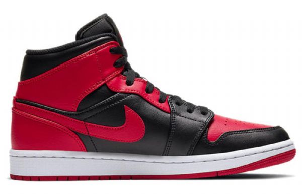 Nike Air Jordan 1 Mid Tops Retro Koripallokengät Miehille Musta Punainen