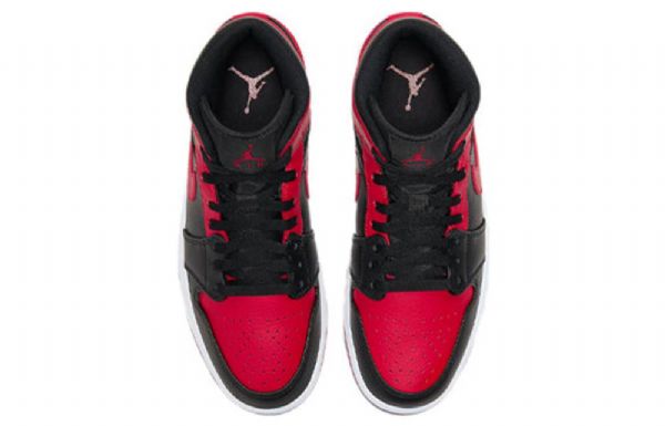 Nike Air Jordan 1 Mid Tops Retro Koripallokengät Miehille Musta Punainen