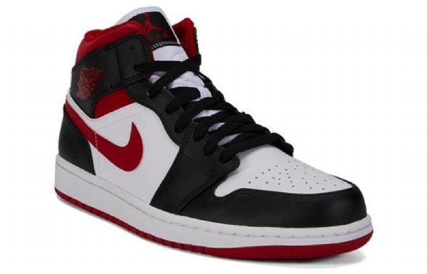 Nike Air Jordan 1 Mid Tops Retro Koripallokengät Miehille Musta Punainen