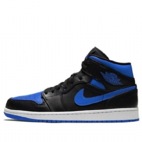 Nike Air Jordan 1 Mid Tops Retro Koripallokengät Miehille Musta Royal Sininen