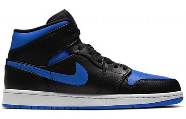 Nike Air Jordan 1 Mid Tops Retro Koripallokengät Miehille Musta Royal Sininen