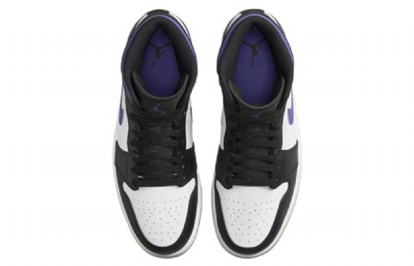 Nike Air Jordan 1 Mid Tops Retro Koripallokengät Miehille Musta Valkoinen Purppura