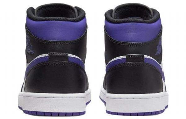 Nike Air Jordan 1 Mid Tops Retro Koripallokengät Miehille Musta Valkoinen Purppura