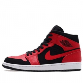 Nike Air Jordan 1 Mid Tops Retro Koripallokengät Miehille Punainen Musta